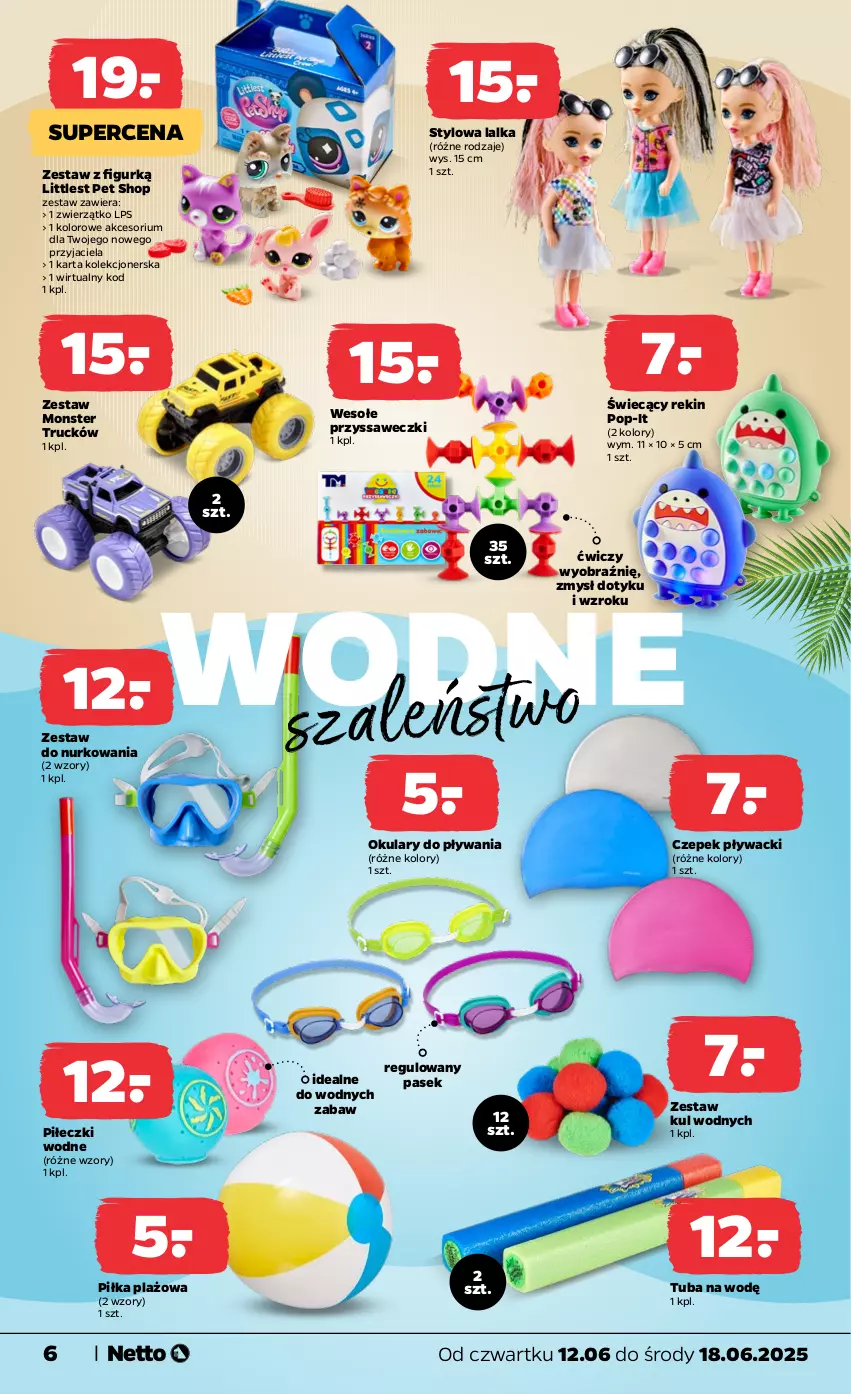Gazetka promocyjna Netto - Od Czwartku Przemysłowa - ważna 12.06 do 18.06.2025 - strona 6 - produkty: Lalka, Littlest Pet Shop, Monster truck, Pasek, Zestaw do nurkowania