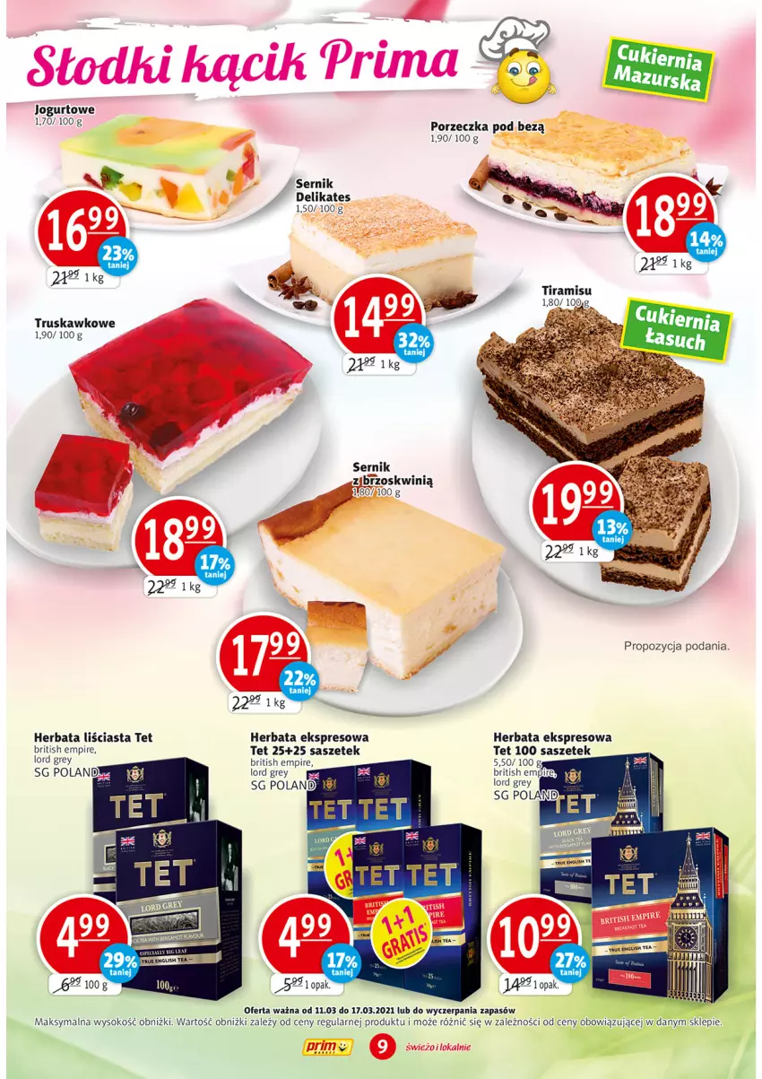 Gazetka promocyjna Prim Market - Gazetka - ważna 11.03 do 17.03.2021 - strona 9 - produkty: Brit, Herbata, Jogurt, Por, Ser, Sok