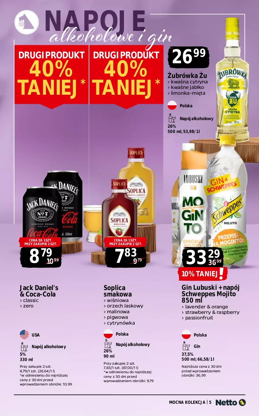 Gazetka promocyjna Netto - Alkohole - Mocne - ważna 10.11 do 22.11.2025 - strona 5 - produkty: Coca-Cola, Gin, Jack Daniel's, Limonka, Mięta, Napój, Napoje, Schweppes, Soplica