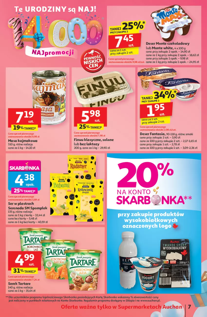 Gazetka promocyjna Auchan - Te URODZINY są NAJ Supermarket - ważna 15.05 do 21.05.2025 - strona 9 - produkty: Deser, Fa, Fanta, Finuu, Gra, Monte, Ser, Serek, Sok, Tarta, Tartare