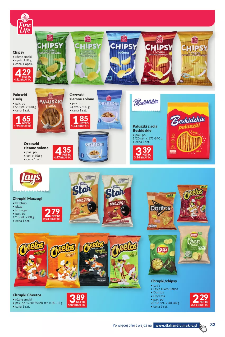 Gazetka promocyjna Makro - Dystrybucja do sklepów - ważna 04.08 do 31.08.2026 - strona 33 - produkty: Beskidzki, Cheetos, Chipsy, Chrupki, Ketchup, Lay’s, Orzeszki, Orzeszki ziemne, Pizza