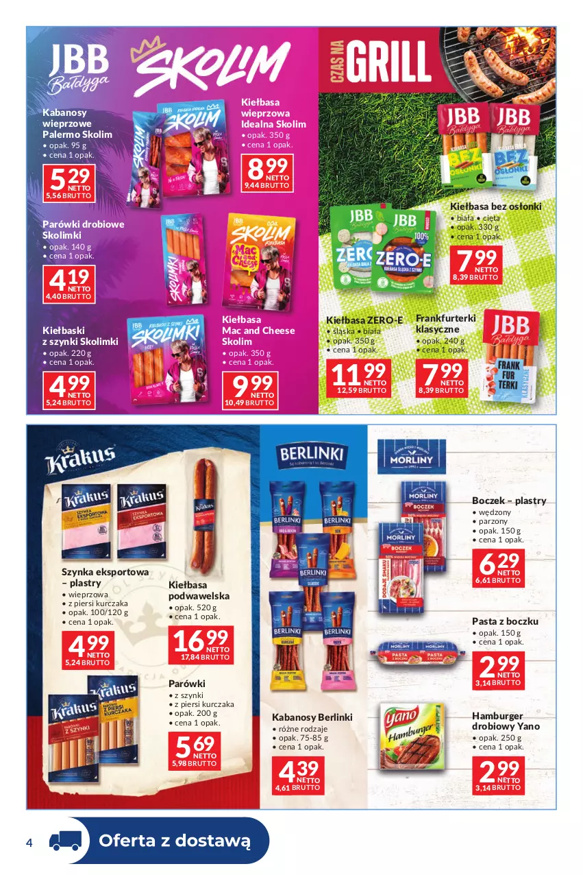 Gazetka promocyjna Makro - Dystrybucja do sklepów - ważna 04.08 do 31.08.2026 - strona 4 - produkty: Berlinki, Boczek, Burger, Frankfurterki, Hamburger, Kabanos, Kiełbasa, Kiełbasa podwawelska, Kurczak, Parówki, Por, Sport, Szynka, Wawel