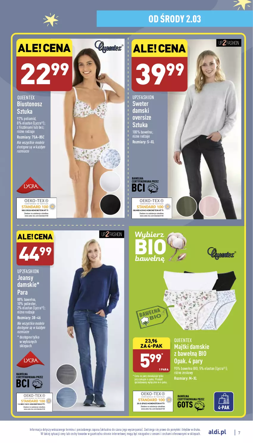 Gazetka promocyjna Aldi - Katalog Moda i Dom - ważna 02.03 do 05.03.2022 - strona 7 - produkty: Biustonosz, Fa, Majtki, Queentex, Sweter, Wełna