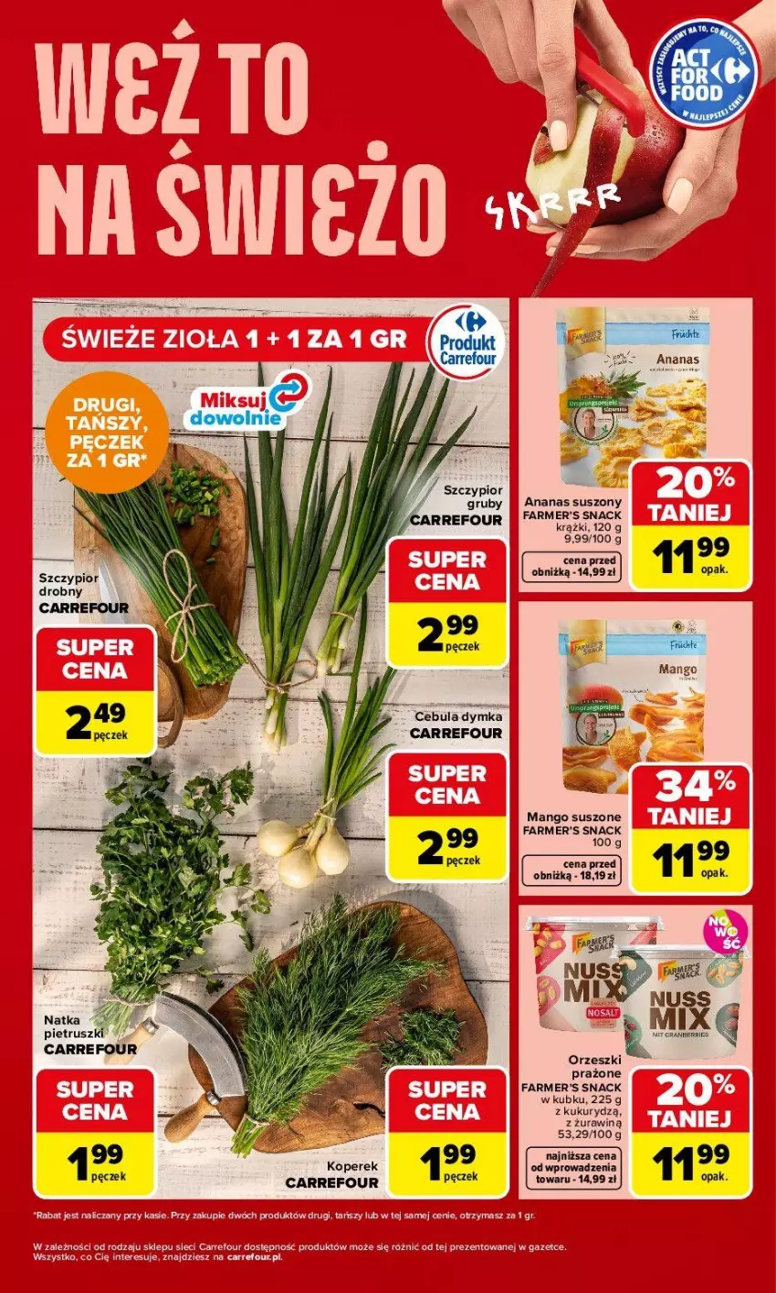 Gazetka promocyjna Carrefour - Gazetka Weźto na świeżo - ważna 27.04 do 02.05.2026 - strona 5 - produkty: Ananas, Cebula, Fa, Mango, Mango suszone, Orzeszki