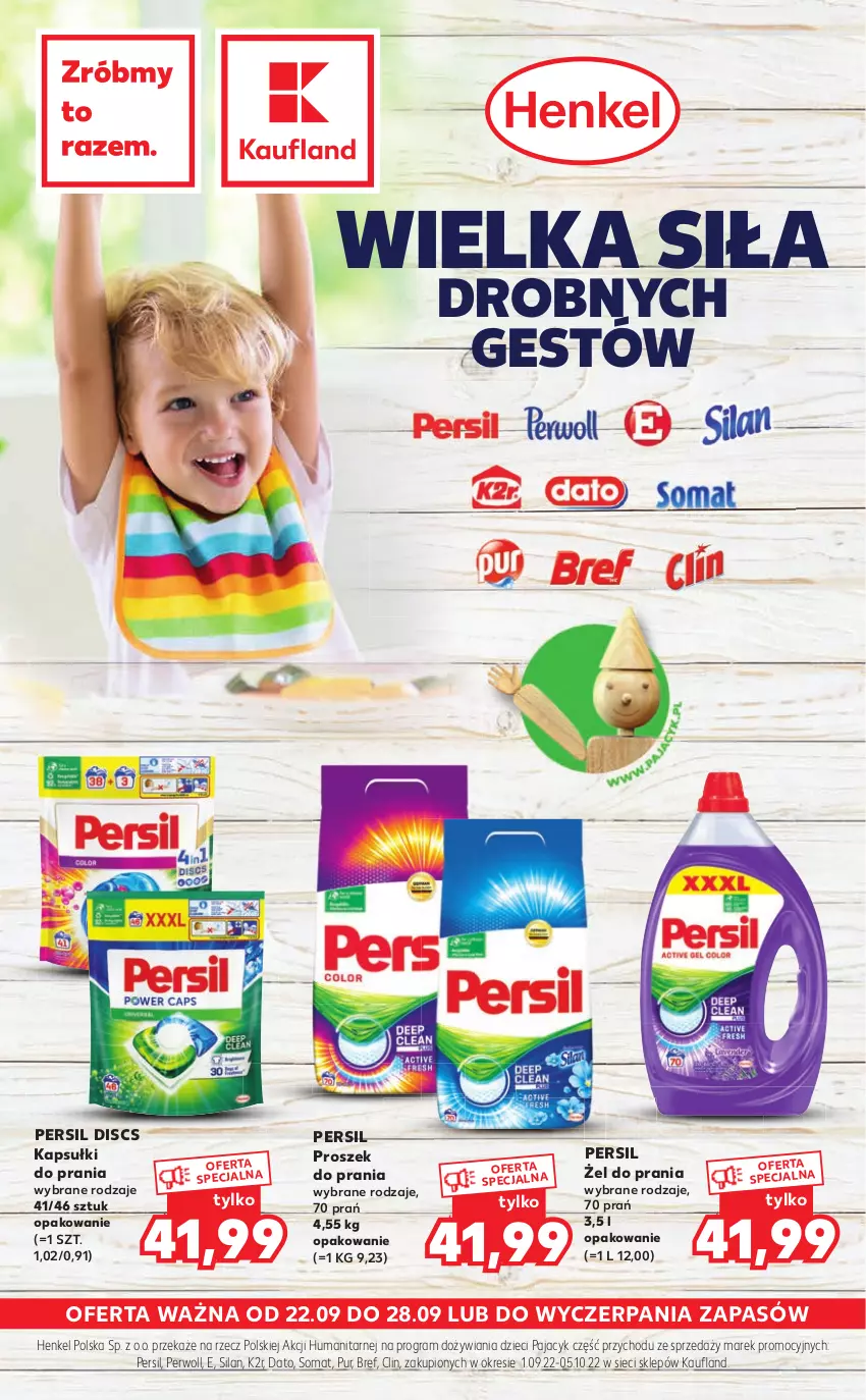 Gazetka promocyjna Kaufland - Ulotka HENKEL - ważna 22.09 do 28.09.2022 - strona 1 - produkty: Bref, Clin, Dzieci, Gra, K2, Kapsułki do prania, Pajac, Persil, Perwoll, Proszek do prania, Pur, Silan, Somat