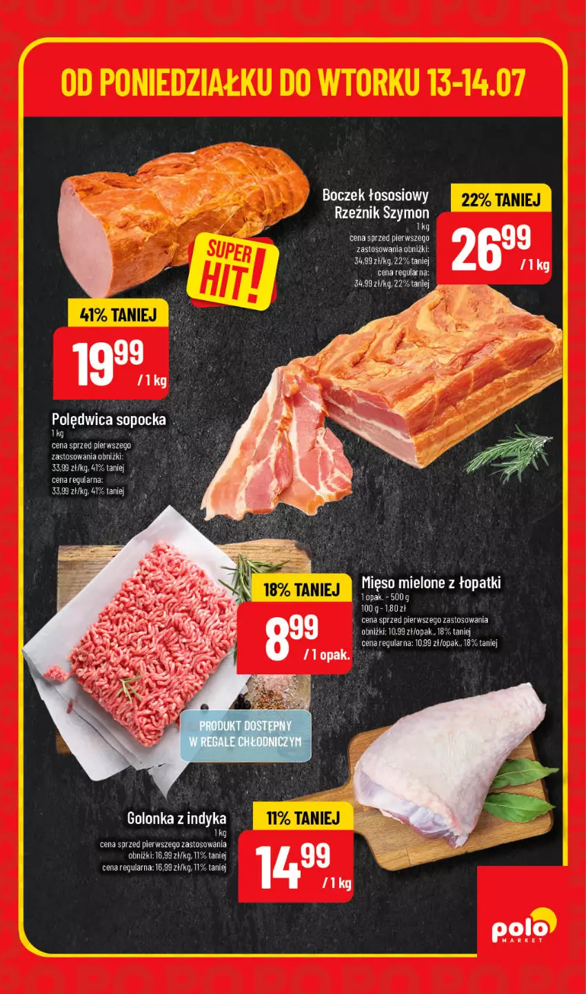 Gazetka promocyjna PoloMarket - Oferta SUPER HITY - ważna 13.07 do 14.07.2026 - strona 3 - produkty: Boczek, Golonka z indyka, Mięso, Mięso mielone, Polędwica, Sos