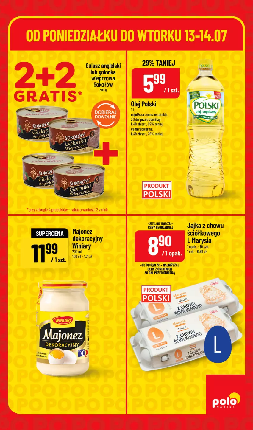 Gazetka promocyjna PoloMarket - Oferta SUPER HITY - ważna 13.07 do 14.07.2026 - strona 5 - produkty: Golonka wieprzowa, Majonez, Olej, Sok, Sokołów, Winiary