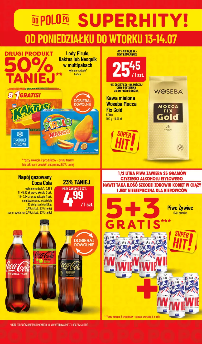 Gazetka promocyjna PoloMarket - Oferta SUPER HITY - ważna 13.07 do 14.07.2026 - strona 6 - produkty: Gra, Kaktus, Kawa, Kawa mielona, Lody, Mocca Fix Gold, Napój, Napój gazowany, Nesquik, Piec, Piwa, Piwo, Woseba