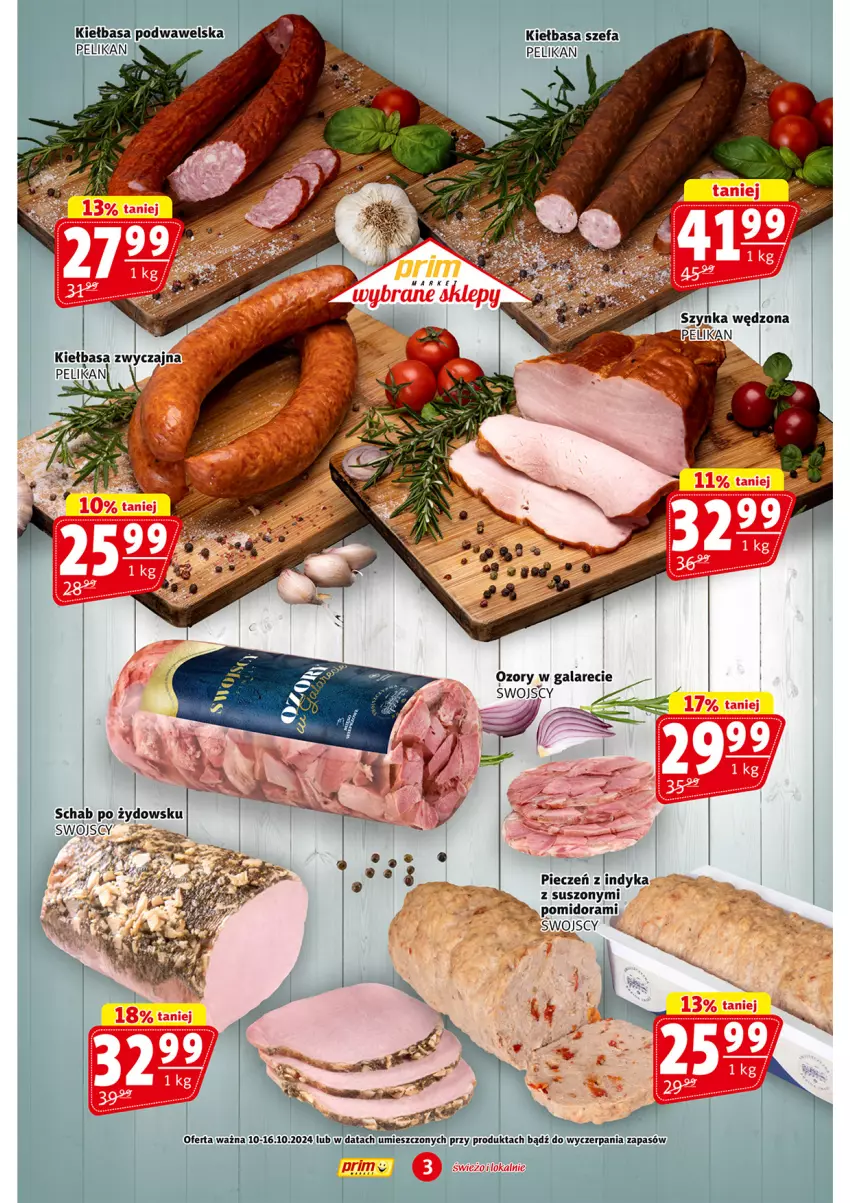 Gazetka promocyjna Prim Market - ważna 03.10 do 09.10.2024 - strona 3 - produkty: Fa, Kiełbasa, Kiełbasa podwawelska, Piec, Szynka, Wawel