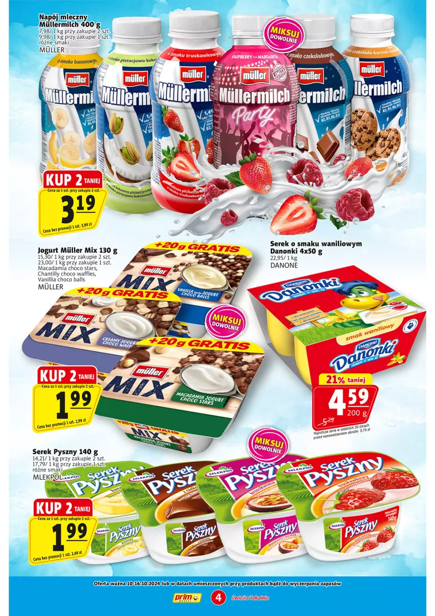 Gazetka promocyjna Prim Market - ważna 03.10 do 09.10.2024 - strona 4 - produkty: Danone, Danonki, Jogurt, Ser, Serek