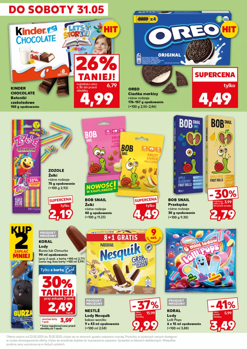 Gazetka promocyjna Kaufland - Mocny Start - ważna 26.05 do 28.05.2025 - strona 29 - produkty: Baton, Ciastka, Fa, Kakao, Kinder, Lody, Nesquik, Oreo, Tonik