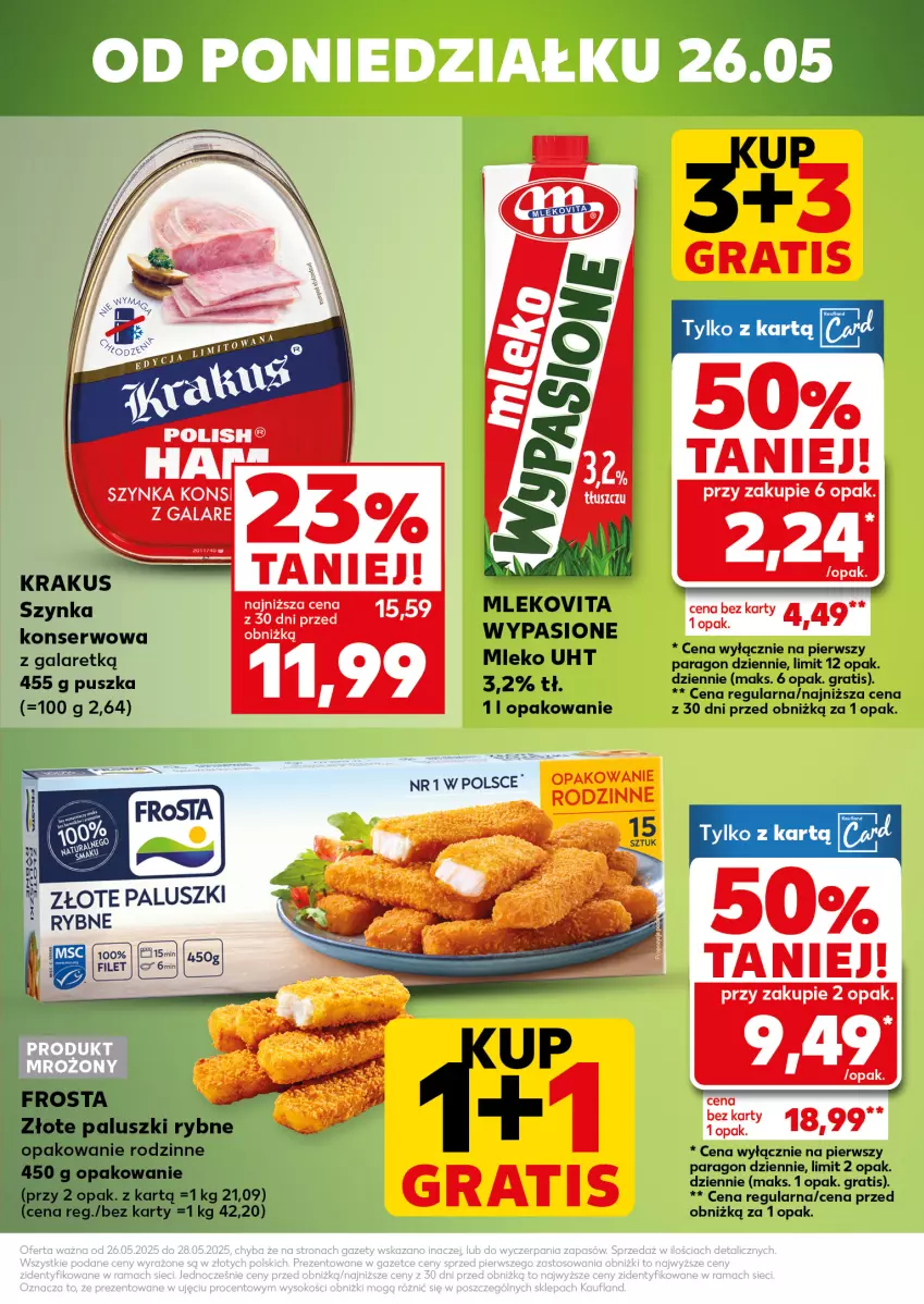 Gazetka promocyjna Kaufland - Mocny Start - ważna 26.05 do 28.05.2025 - strona 3 - produkty: Fa, Frosta, Gala, Gra, Krakus, Mleko, Paluszki rybne, Ser, Szynka