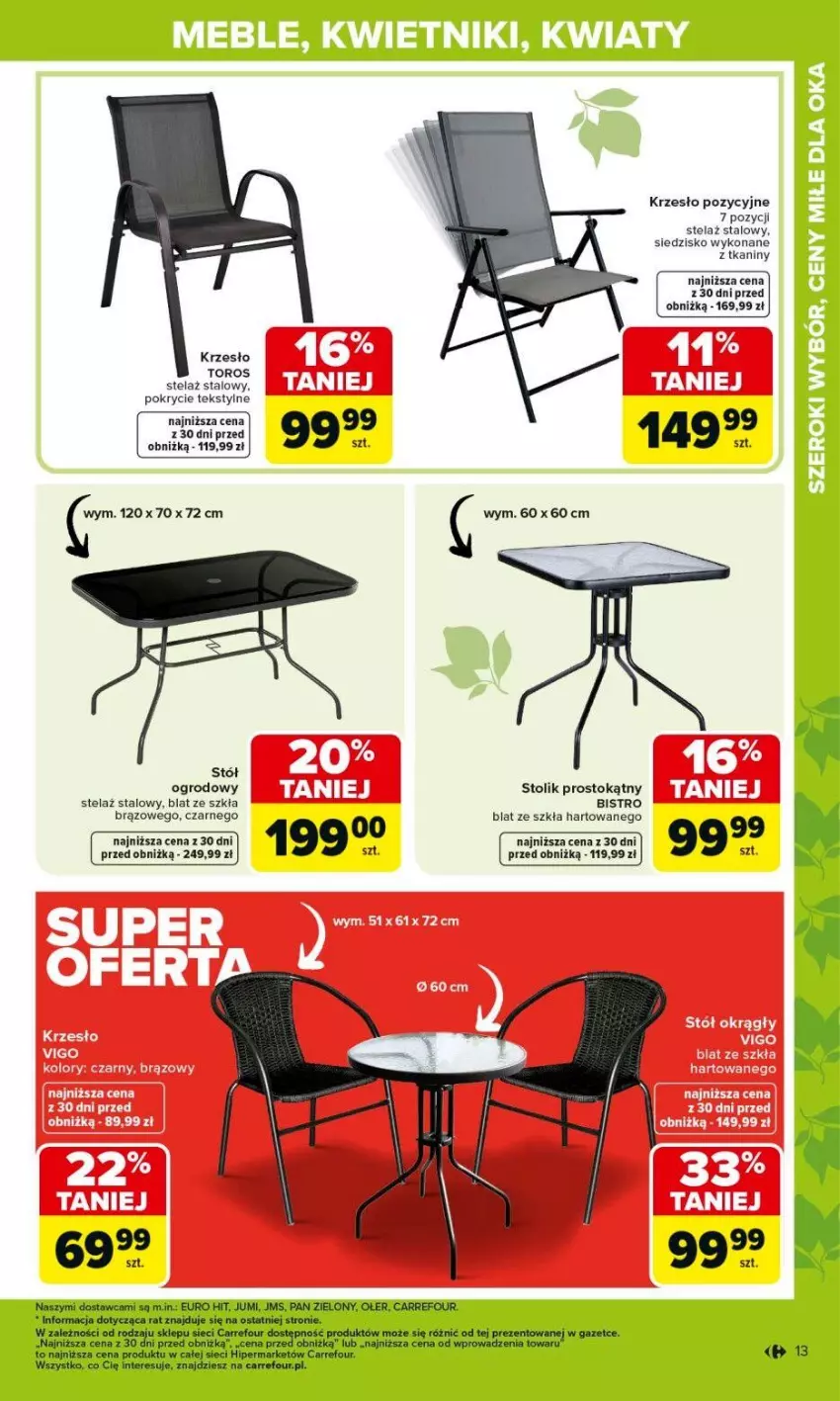 Gazetka promocyjna Carrefour - Gazetka Ogród - ważna 02.03 do 04.04.2026 - strona 13 - produkty: Fa, Krzesło, Kwietnik, Meble, Siedzisko, Stół, Stolik
