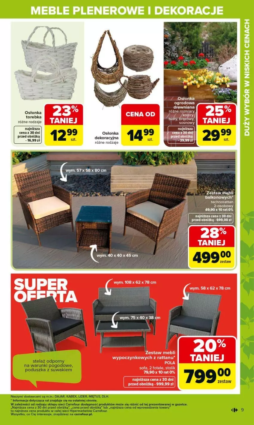 Gazetka promocyjna Carrefour - Gazetka Ogród - ważna 02.03 do 04.04.2026 - strona 9 - produkty: Fa, Fotel, Meble, Osłonka, Osłonka dekoracyjna, Sofa, Sos, Stolik, Torebka