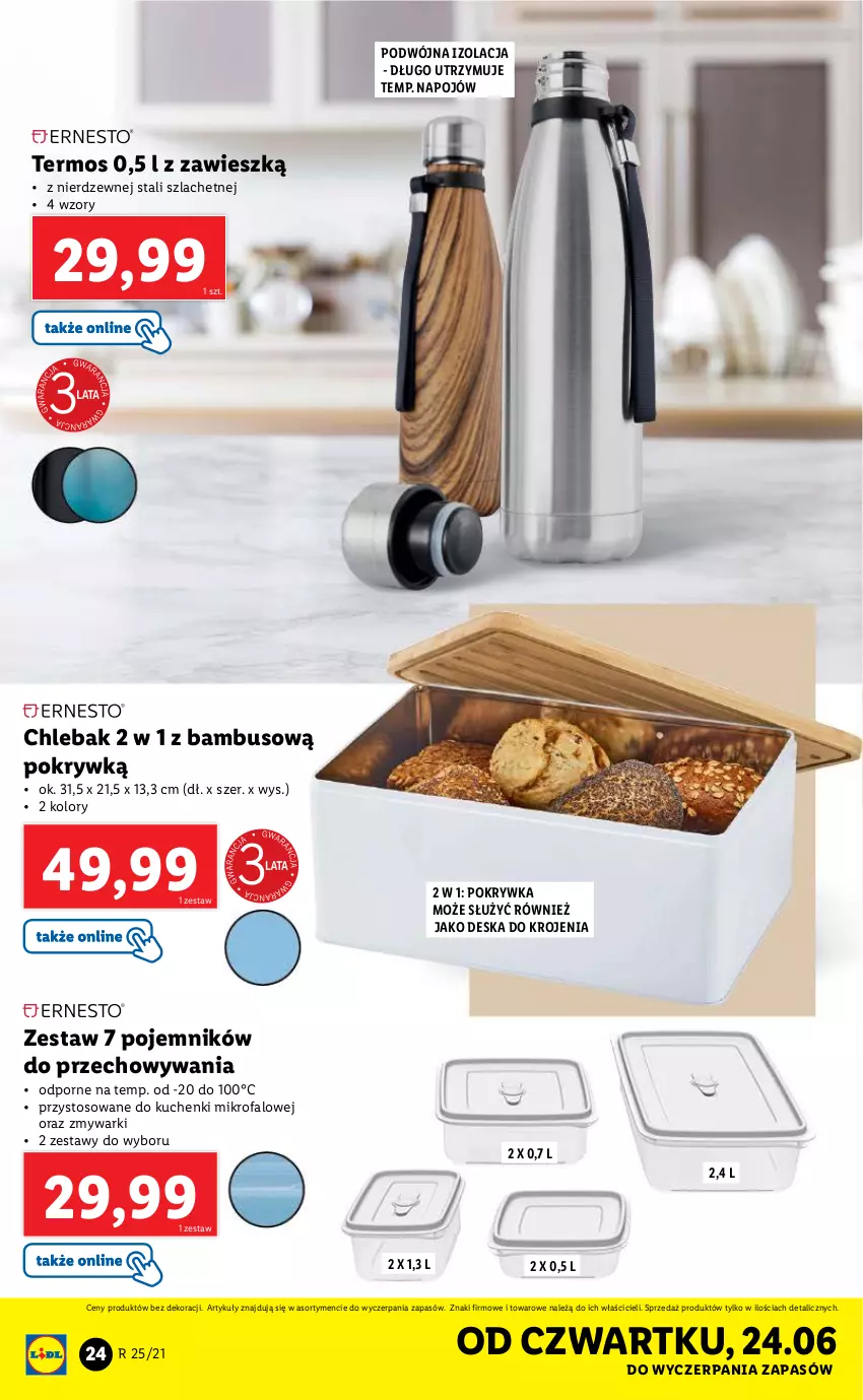 Gazetka promocyjna Lidl - GAZETKA - ważna 21.06 do 26.06.2021 - strona 24 - produkty: Chleb, Chlebak, Deska do krojenia, Fa, Kuchenki mikrofalowe, Pojemnik, Por, Termos, Zmywarki