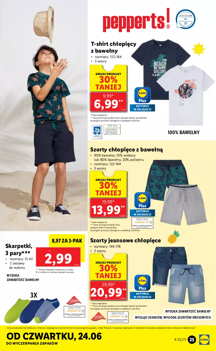 Gazetka promocyjna Lidl - GAZETKA - ważna 21.06 do 26.06.2021 - strona 25 - produkty: Dres, Karp, Skarpetki, Sok, Szorty, T-shirt