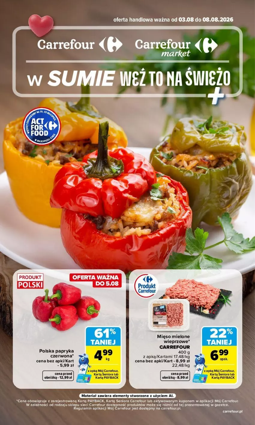 Gazetka promocyjna Carrefour - Gazetka Carrefour, Market w SUMIE weź to na świeżo - ważna 03.08 do 08.08.2026 - strona 1 - produkty: Mięso, Mięso mielone, Papryka