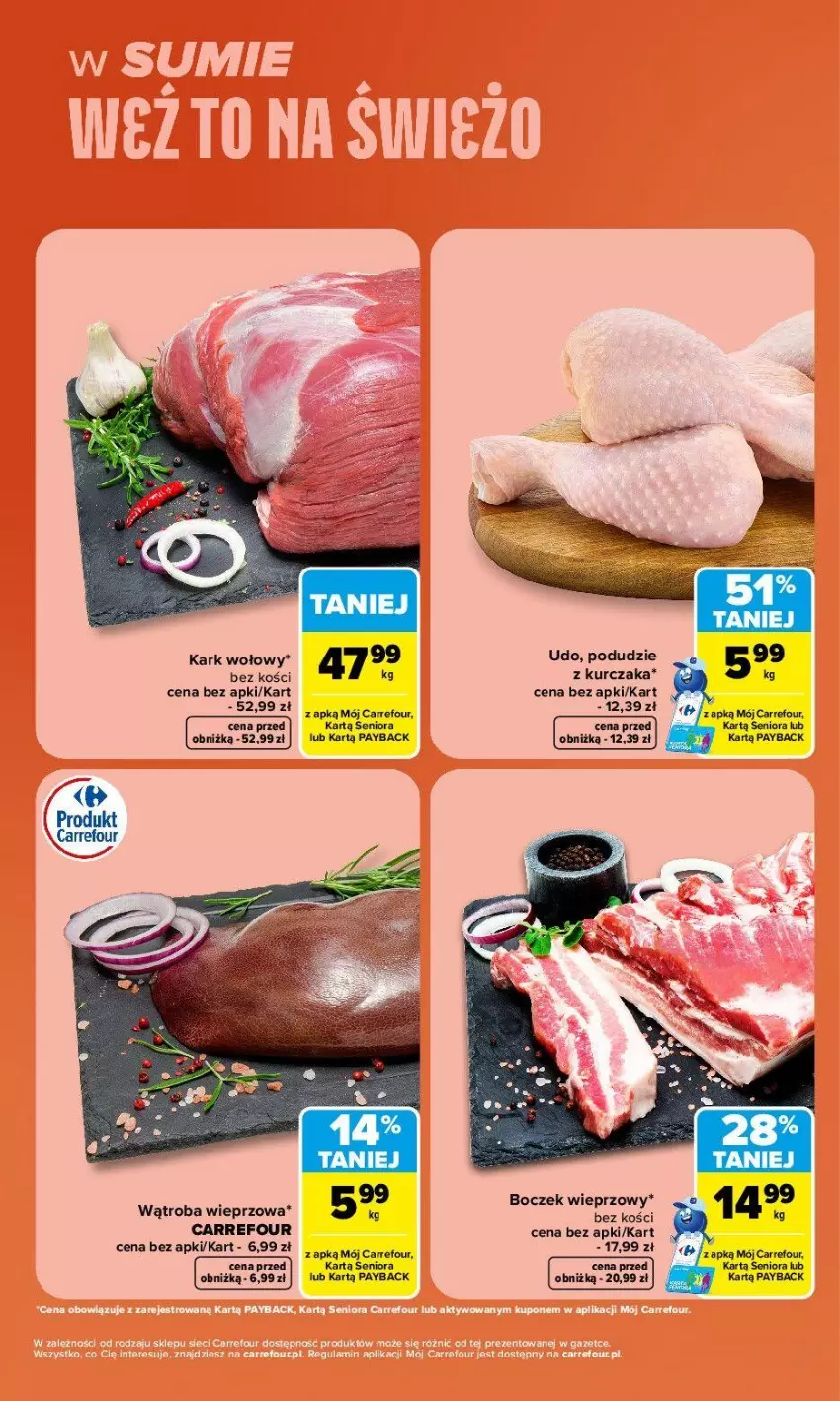 Gazetka promocyjna Carrefour - Gazetka Carrefour, Market w SUMIE weź to na świeżo - ważna 03.08 do 08.08.2026 - strona 3 - produkty: Boczek, Boczek wieprzowy, Kark wołowy, Kurczak