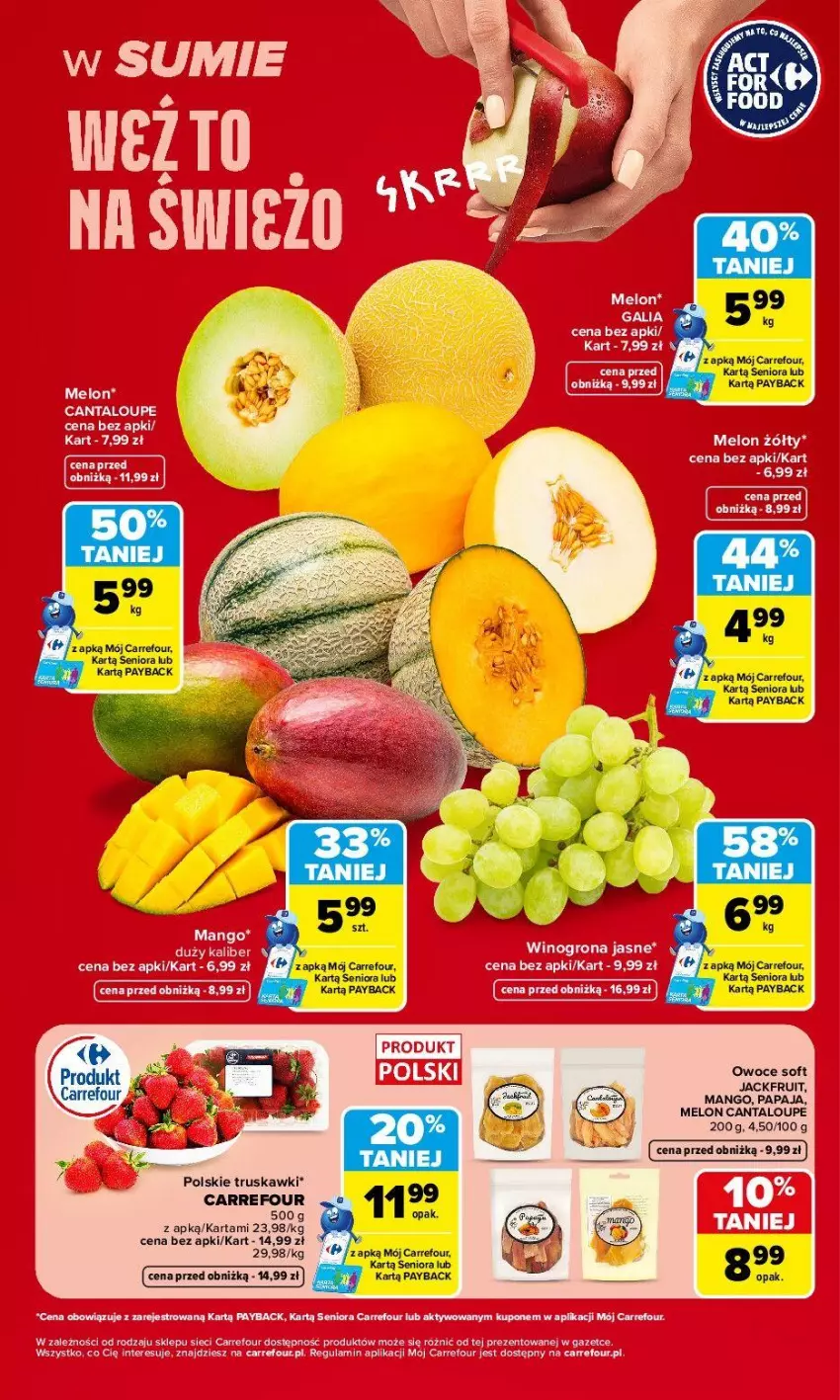 Gazetka promocyjna Carrefour - Gazetka Carrefour, Market w SUMIE weź to na świeżo - ważna 03.08 do 08.08.2026 - strona 5 - produkty: Fa, Mango, Melon, Owoce, Papaja, Truskawki