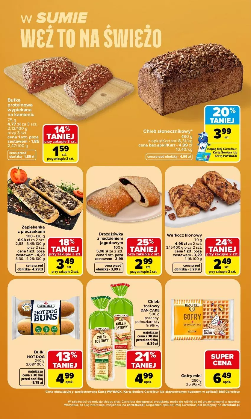 Gazetka promocyjna Carrefour - Gazetka Carrefour, Market w SUMIE weź to na świeżo - ważna 03.08 do 08.08.2026 - strona 6 - produkty: Chleb, Chleb tostowy, Dan Cake, Fa, Hot dog, Koc, Piec, Pieczarka, Zapiekanka