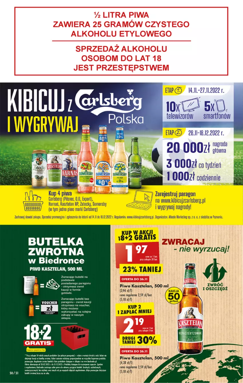 Gazetka promocyjna Biedronka - W tym tygodniu - ważna 24.11 do 30.11.2022 - strona 50 - produkty: BIC, Carlsberg, Cars, Gra, Gry, Kasztelan, Piwo, Smartfon, Telewizor, Wino