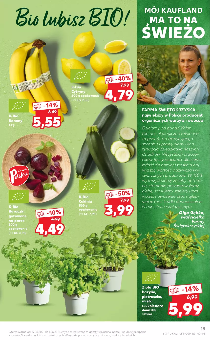 Gazetka promocyjna Kaufland - OFERTA TYGODNIA - ważna 27.05 do 01.06.2021 - strona 13 - produkty: Banany, Bazyl, Bazylia, Buraczki, Cytryny, Fa, Kolendra, LG, Mięta, Pietruszka