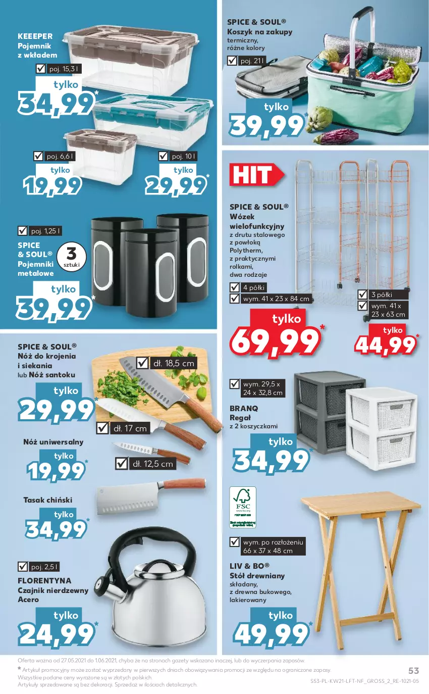 Gazetka promocyjna Kaufland - OFERTA TYGODNIA - ważna 27.05 do 01.06.2021 - strona 53 - produkty: Acer, Czajnik, Gra, Kosz, Lakier, Nóż uniwersalny, Pojemnik, Regał, Stół, Wózek