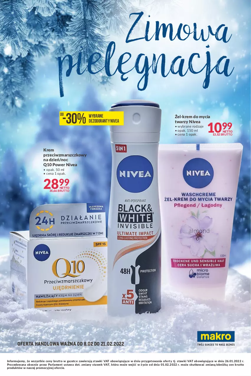 Gazetka promocyjna Makro - [Oferta specjalna] Zimowa pielęgnacja - ważna 08.02 do 21.02.2022 - strona 1 - produkty: Dezodorant, Krem przeciwzmarszczkowy, Mars, Nivea