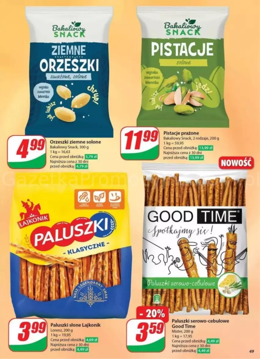 Gazetka promocyjna Dino - ważna 23.10 do 29.10.2024 - strona 44 - produkty: Lajkonik, Lorenz, Orzeszki, Orzeszki ziemne, Pistacje, Ser