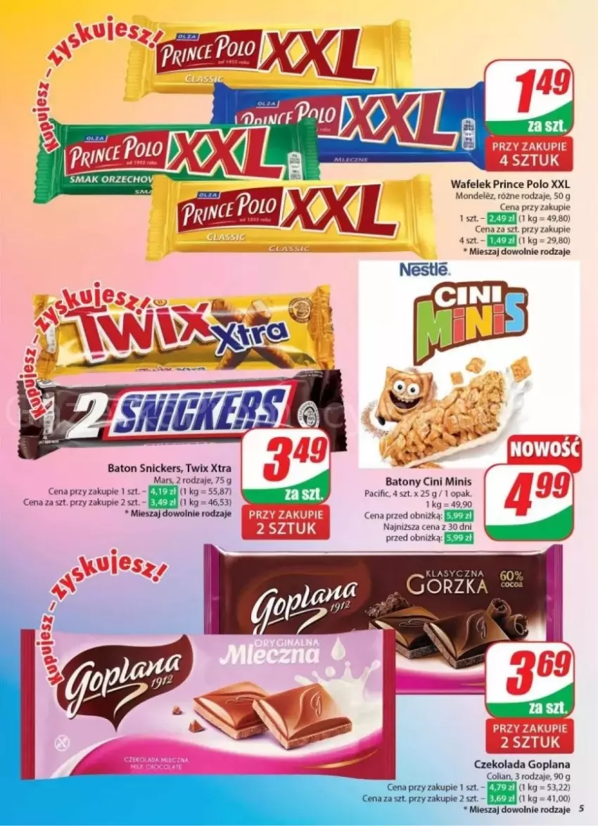 Gazetka promocyjna Dino - ważna 23.10 do 29.10.2024 - strona 45 - produkty: Baton, Cif, Cini Minis, Czekolada, Goplana, LANA, Mars, Prince Polo, Snickers, Twix, Wafelek