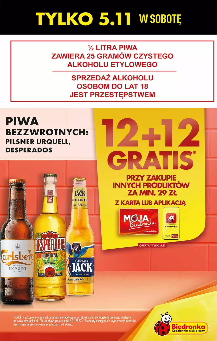 Gazetka promocyjna Biedronka - W tym tygodniu - ważna 03.11 do 09.11.2022 - strona 3 - produkty: Captain Jack, Desperados, Gin, Gra, Pilsner Urquell, Piwa