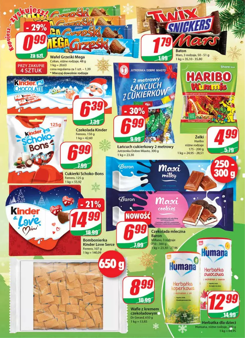 Gazetka promocyjna Dino - Gazetka - ważna 22.12 do 28.12.2021 - strona 3 - produkty: Cukier, Cukierki, Czekolada, Ferrero, Grześki, Jutrzenka, Kinder, Mars, Metro, Ser