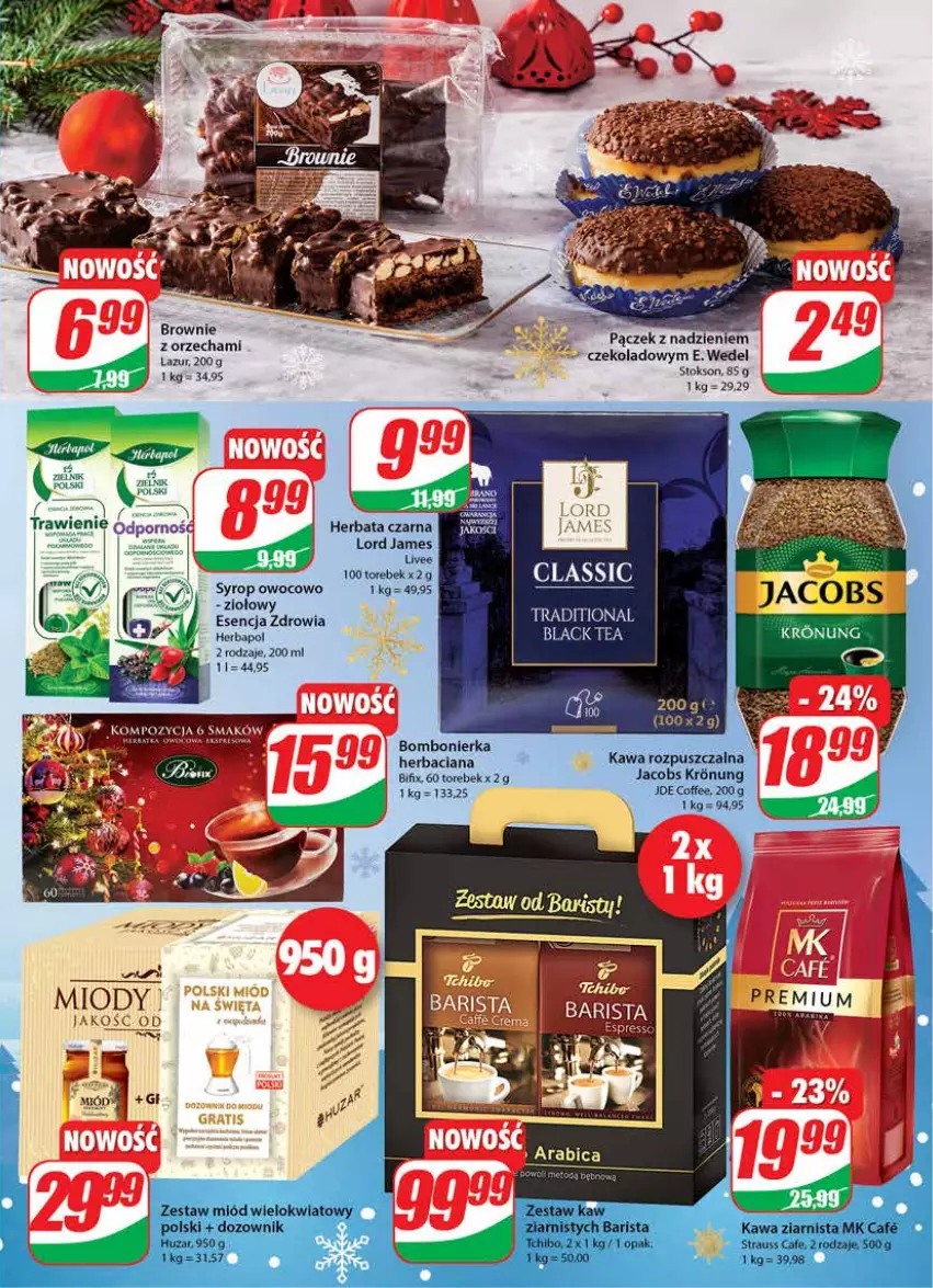 Gazetka promocyjna Dino - Gazetka - ważna 22.12 do 28.12.2021 - strona 5 - produkty: BIC, Brownie, E. Wedel, Herbapol, Herbata, Herbata czarna, Jacobs, Kawa, Kawa rozpuszczalna, Lack, Lazur, Miód, Pączek, Por, Syrop