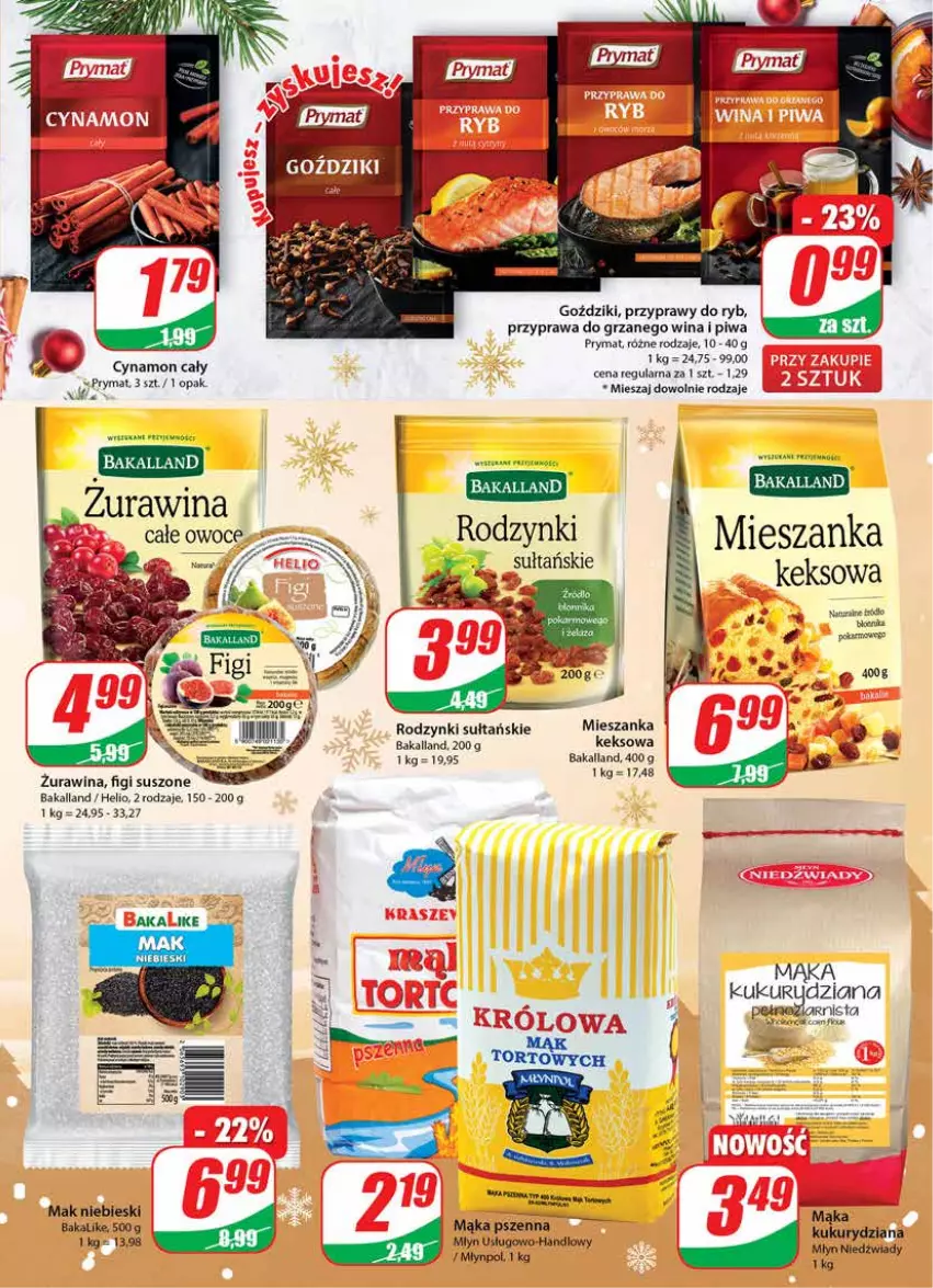 Gazetka promocyjna Dino - Gazetka - ważna 22.12 do 28.12.2021 - strona 7 - produkty: Bakalland, Figi, Helio, Owoce, Piwa, Prymat, Przyprawy, Rodzynki