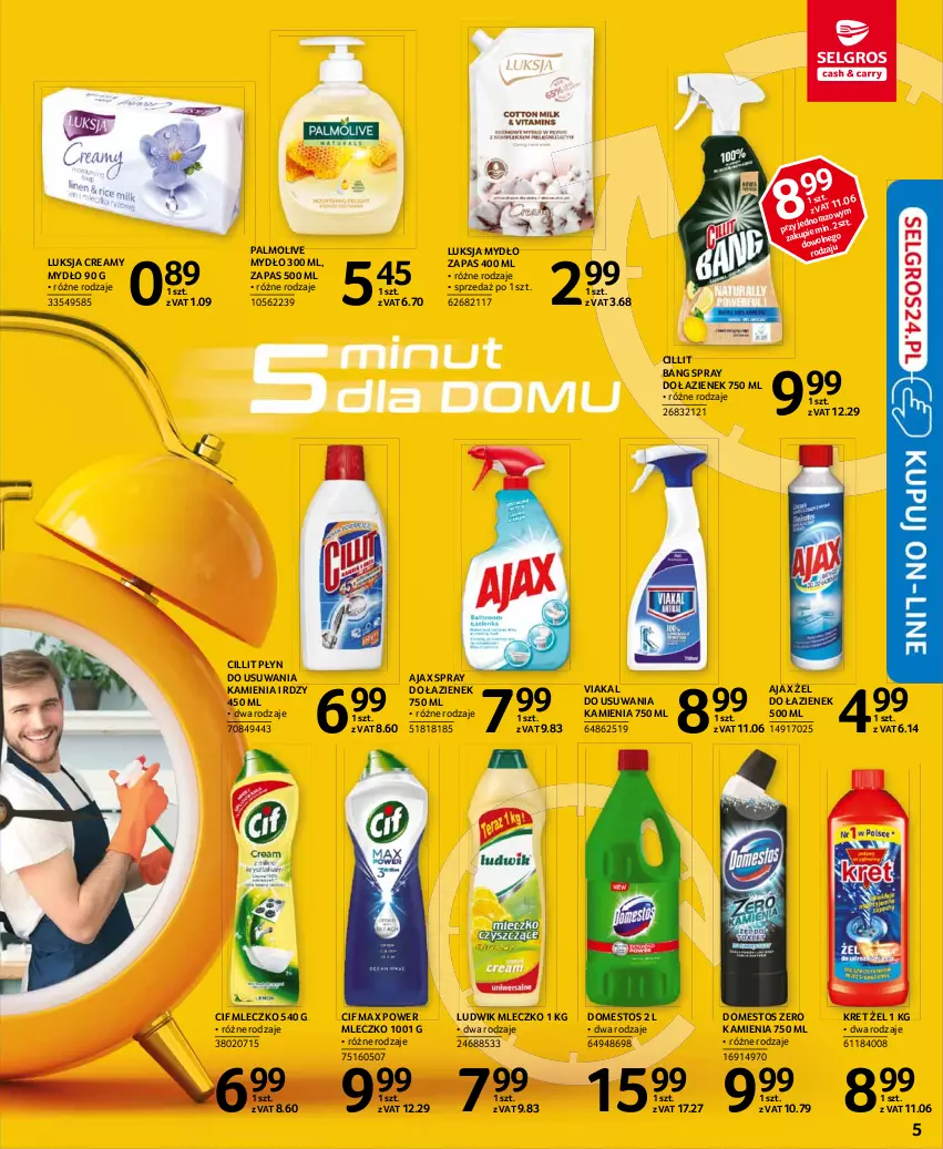 Gazetka promocyjna Selgros - Katalog Sprzątanie - ważna 08.03 do 08.04.2021 - strona 5 - produkty: Ajax, Cif, Cillit Bang, Domestos, Kret, Ludwik, Luksja, Mleczko, Mydło, Palmolive