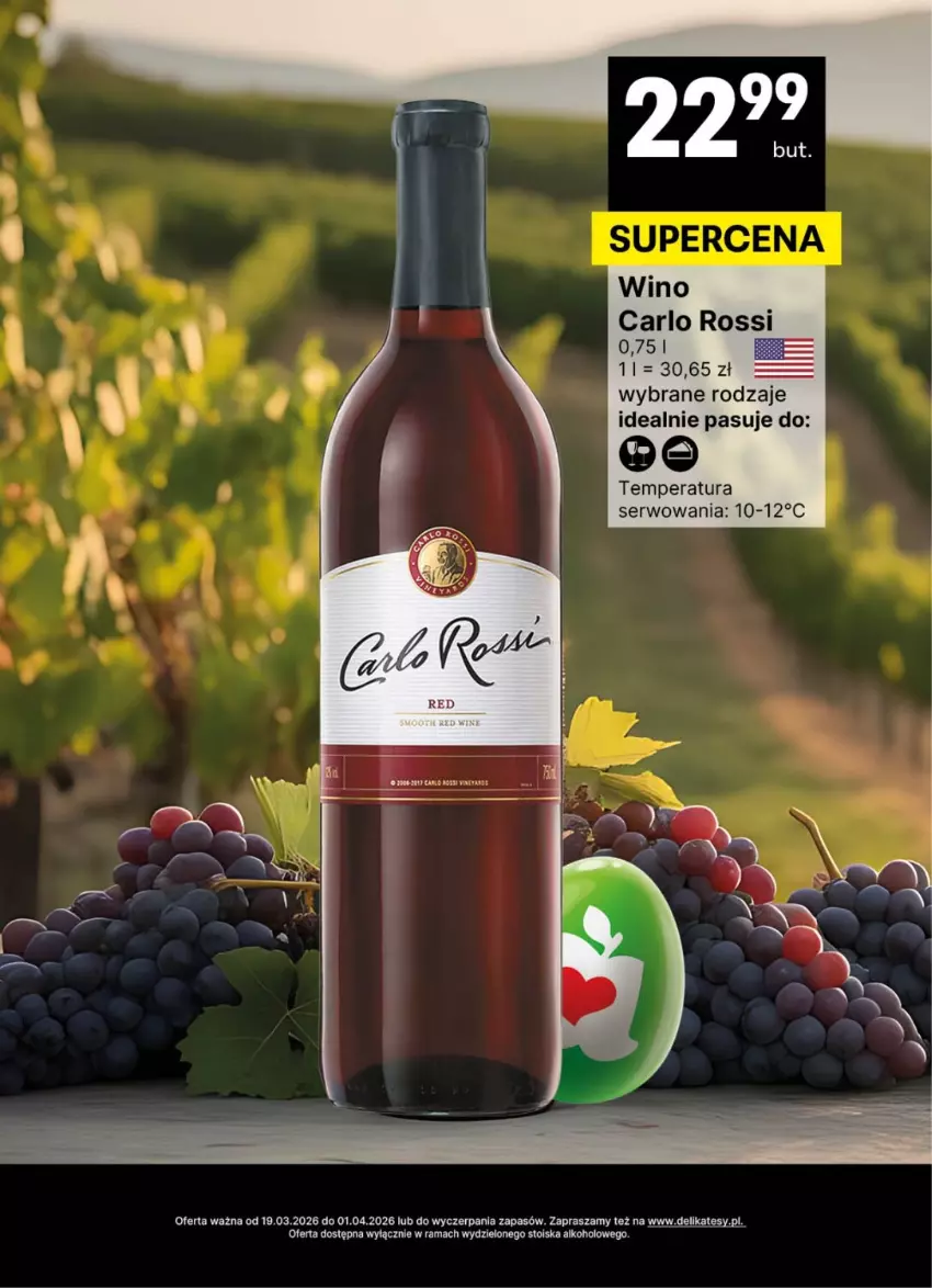 Gazetka promocyjna Delikatesy Centrum - Delibarek DC12-DC13 - ważna 19.03 do 01.04.2026 - strona 2 - produkty: Carlo Rossi, Rama, Ser, Wino
