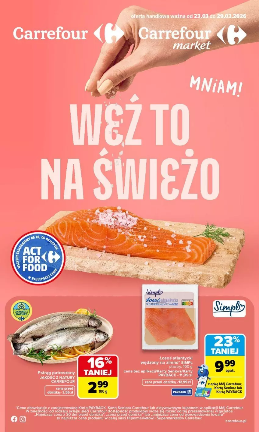 Gazetka promocyjna Carrefour - Gazetka Weź to na świeżo - ważna 23.03 do 29.03.2026 - strona 1 - produkty: Pstrąg
