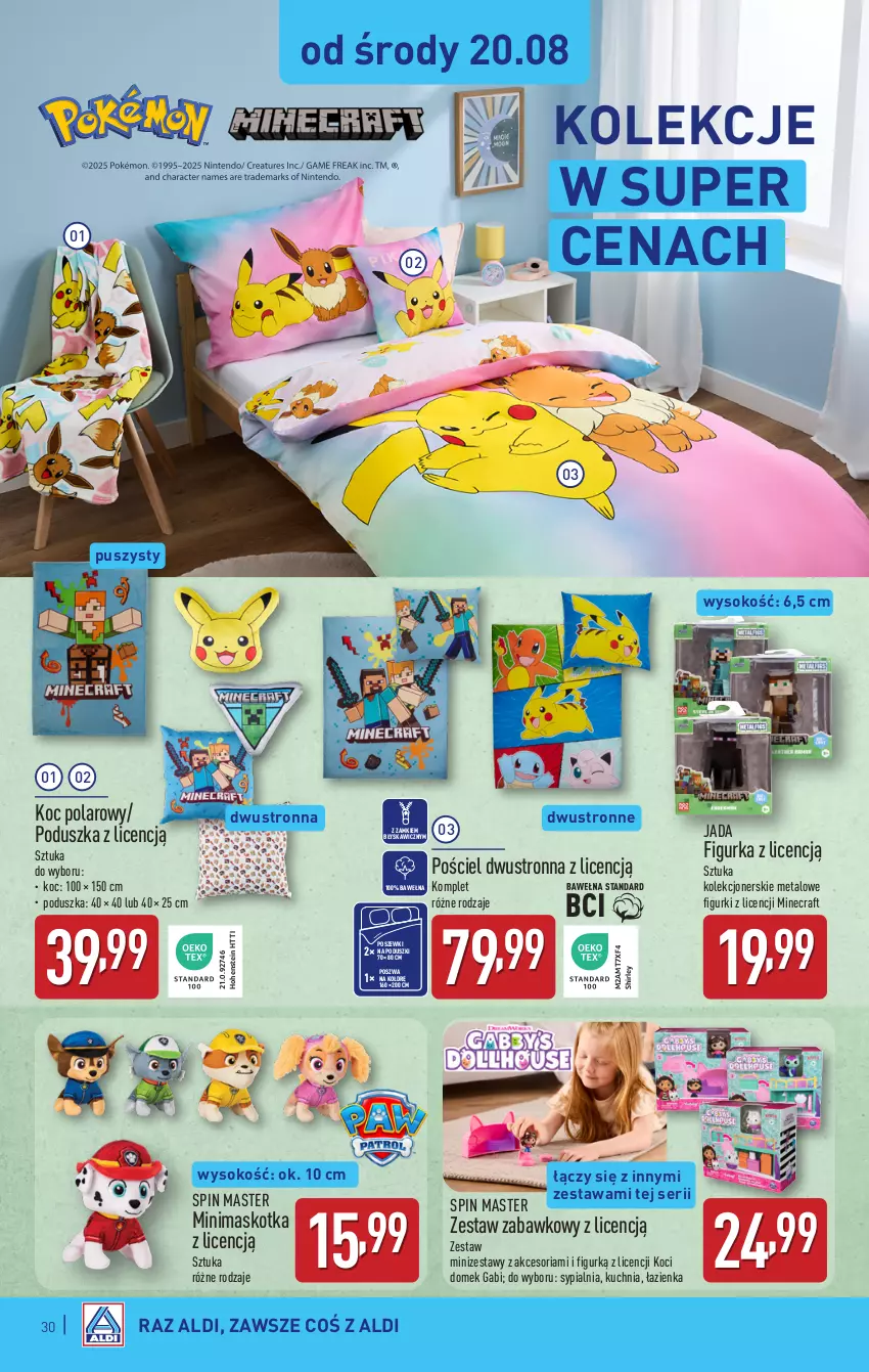 Gazetka promocyjna Aldi - Pełna oferta - ważna 18.08 do 23.08.2025 - strona 30 - produkty: Koc, Kuchnia, Minecraft, Poduszka, Pościel, Pościel dwustronna, Ser, Sok, Sypialnia, Wełna