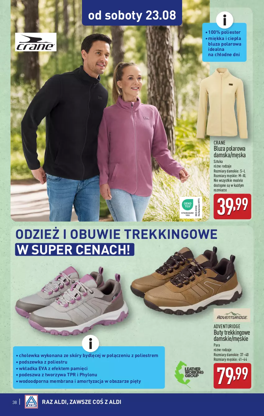 Gazetka promocyjna Aldi - Pełna oferta - ważna 18.08 do 23.08.2025 - strona 38 - produkty: Bluza, Bluza polarowa, Buty, Obuwie, Por