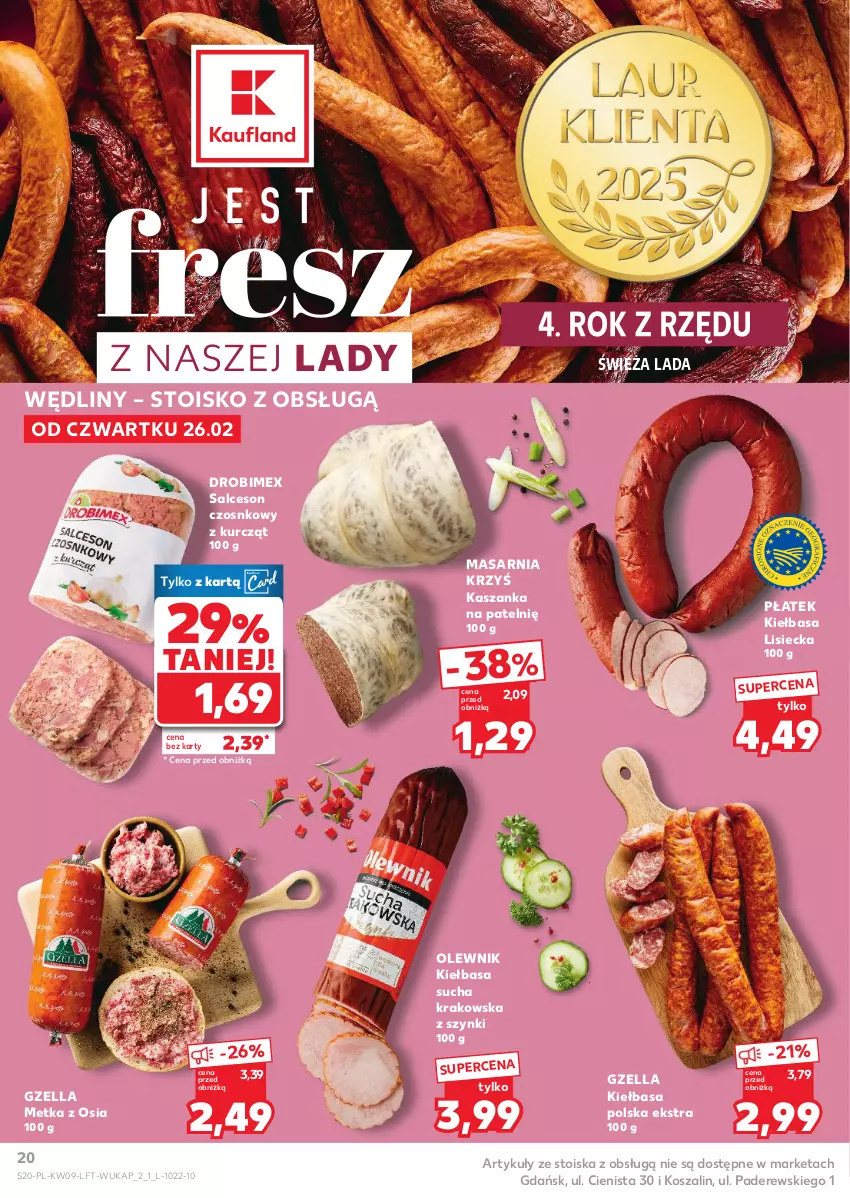 Gazetka promocyjna Kaufland - Gazetka tygodnia - ważna 26.02 do 04.03.2026 - strona 20 - produkty: Drobimex, Kasza, Kaszanka, Kiełbasa, Kosz, Olewnik, Salceson, Szal