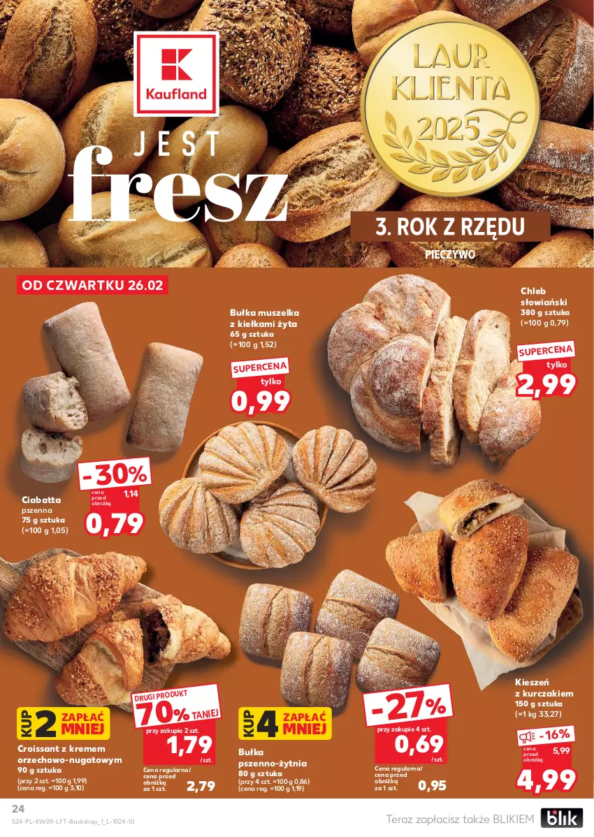 Gazetka promocyjna Kaufland - Gazetka tygodnia - ważna 26.02 do 04.03.2026 - strona 24 - produkty: Bułka, Chleb, Ciabatta, Croissant, Kurczak, Mus, Piec, Pieczywo, Tera