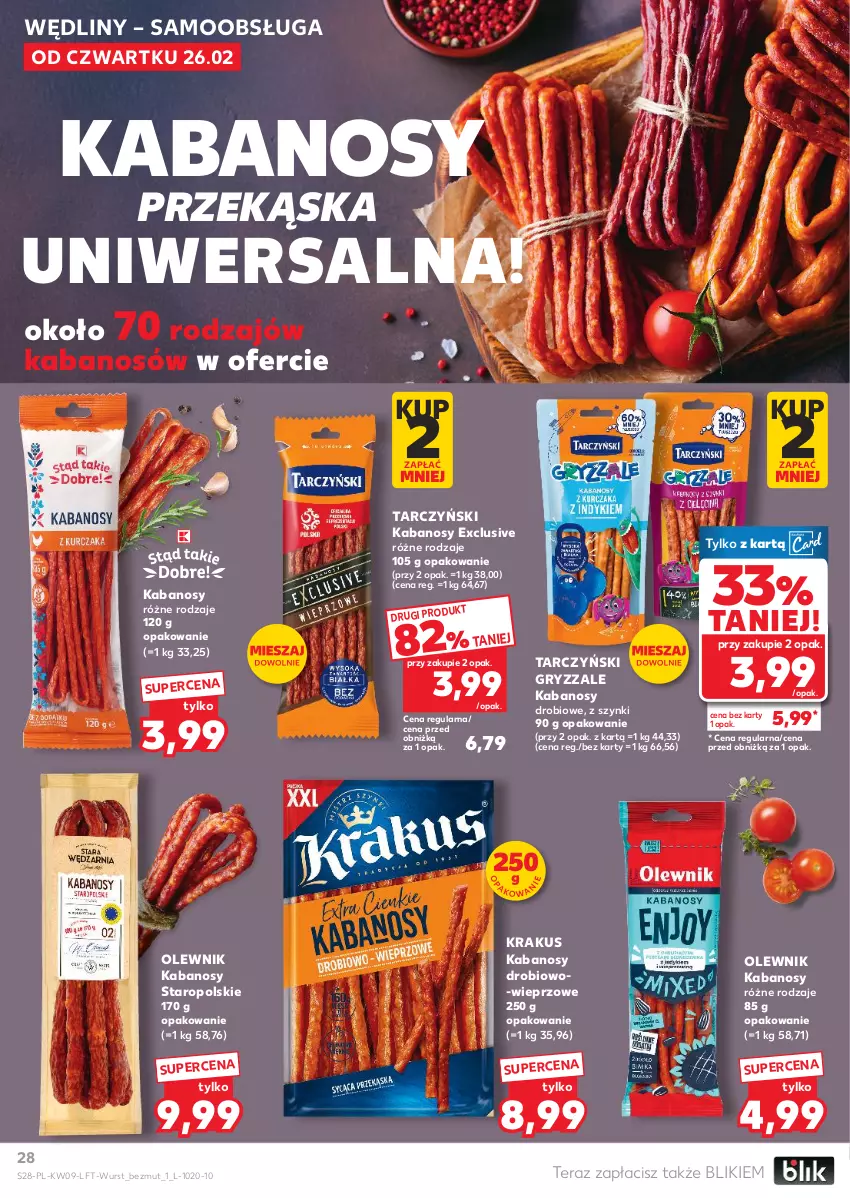 Gazetka promocyjna Kaufland - Gazetka tygodnia - ważna 26.02 do 04.03.2026 - strona 28 - produkty: Gry, Kabanos, Krakus, Olewnik, Tarczyński, Tera