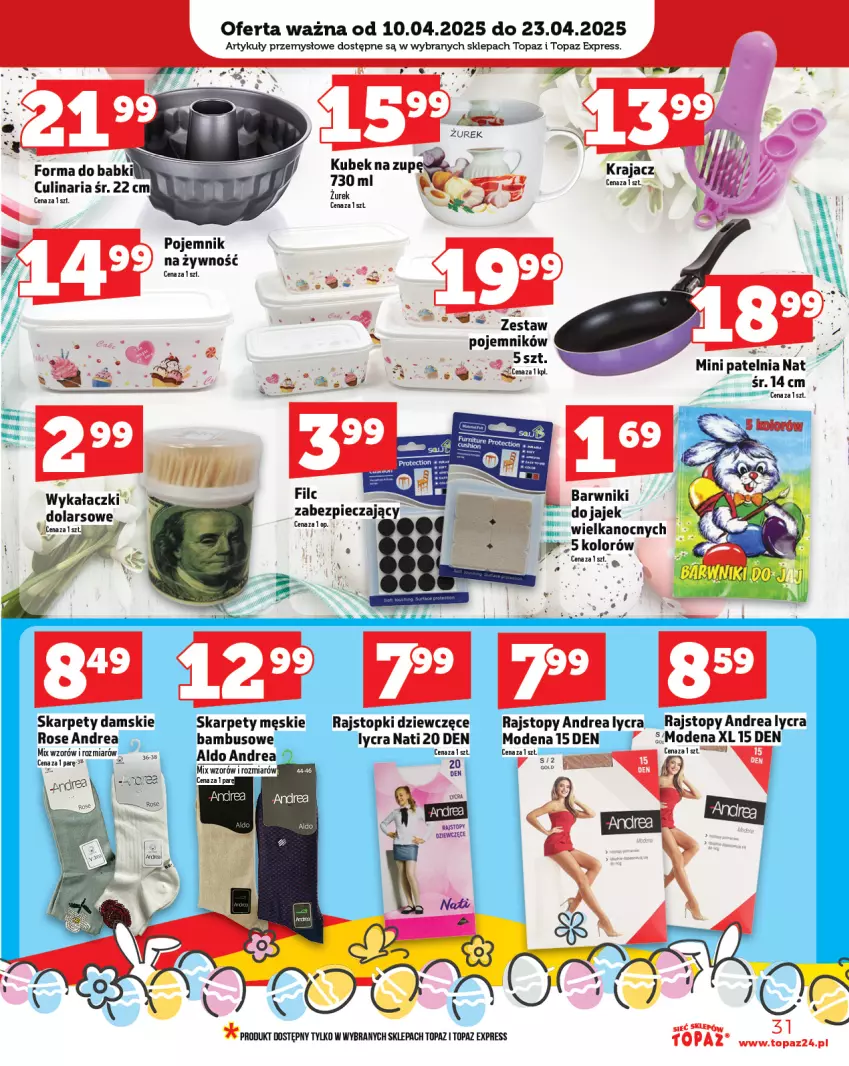 Gazetka promocyjna Topaz - Gazetka - ważna 10.04 do 16.04.2025 - strona 31 - produkty: Karp, Kubek, Patelnia, Pojemnik, Rajstopy, Top