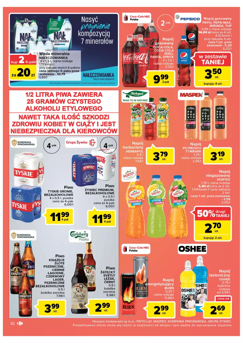 Gazetka promocyjna Carrefour - Gazetka Market - ważna 14.06 do 26.06.2022 - strona 10 - produkty: Kosz, Książęce, Nałęczowianka, Pepsi, Piwo, Ser, Tyskie, Woda, Woda mineralna