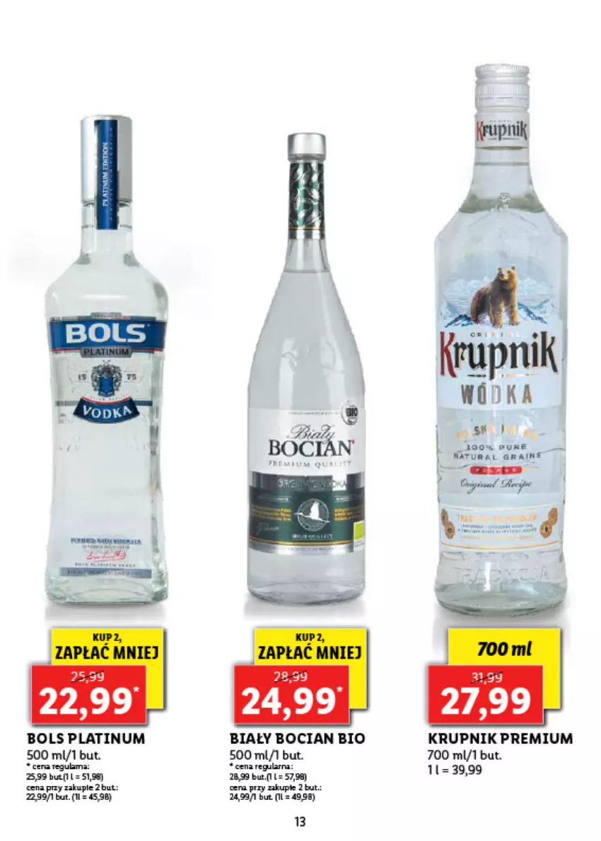 Gazetka promocyjna Lidl - Alkohole mocne - ważna 19.04 do 13.06.2021 - strona 13 - produkty: Biały Bocian, Bols, Gra, Krupnik, Pur, Wódka