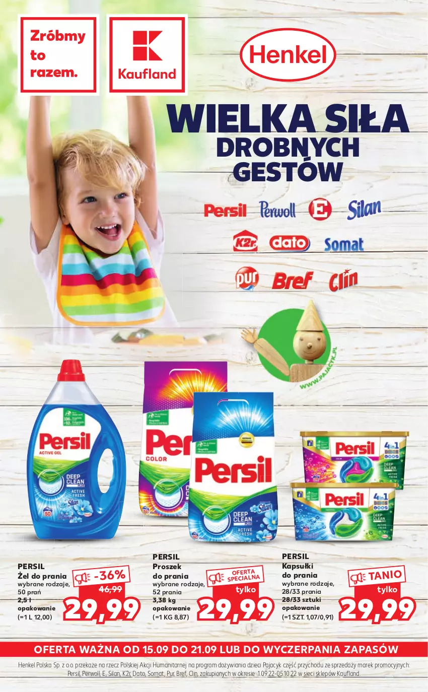 Gazetka promocyjna Kaufland - Ulotka HENKEL - ważna 15.09 do 21.09.2022 - strona 1 - produkty: Bref, Clin, Dzieci, Gra, K2, Kapsułki do prania, Pajac, Persil, Perwoll, Proszek do prania, Pur, Silan, Somat