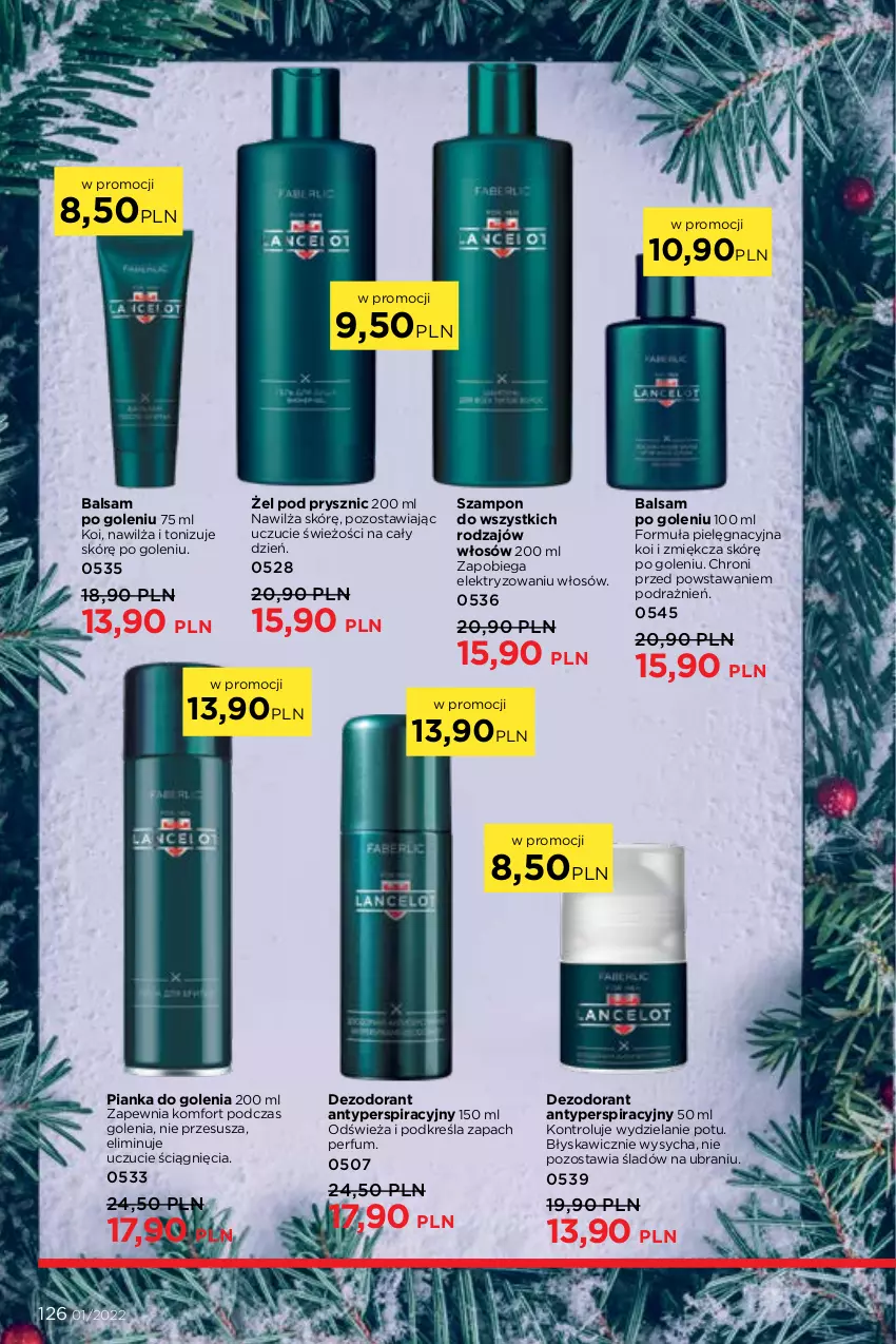 Gazetka promocyjna Faberlic - ważna 27.12.2022 do 16.01.2023 - strona 126 - produkty: Balsam po goleniu, Dezodorant, Perfum, Pianka do golenia, Szampon