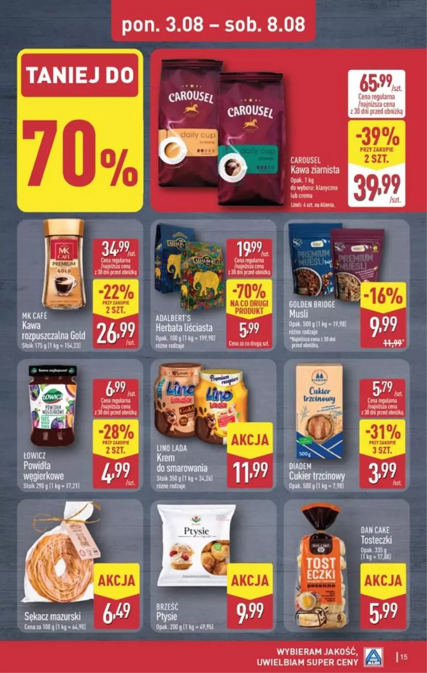 Gazetka promocyjna Aldi - Pełna oferta - ważna 03.08 do 08.08.2026 - strona 15 - produkty: Dan Cake, Fa, Herbata, JBL, Kawa, Kawa ziarnista, Sękacz, Sól