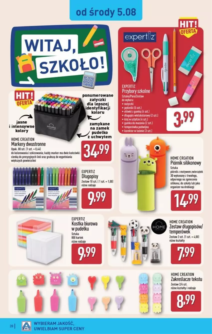 Gazetka promocyjna Aldi - Pełna oferta - ważna 03.08 do 08.08.2026 - strona 28 - produkty: Biuro, Długopis, LG, Marker, Piórnik, Por, Pudełko