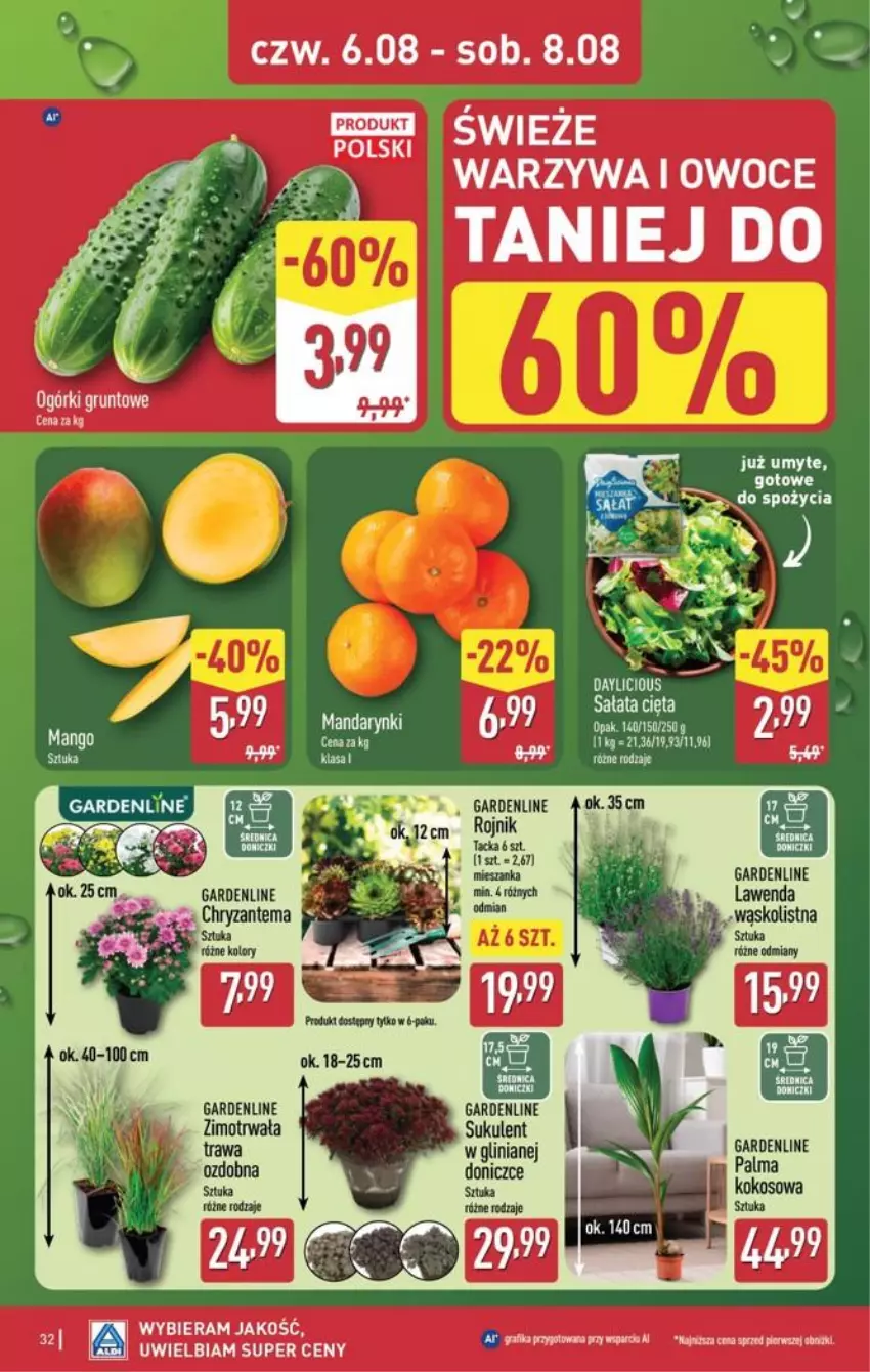 Gazetka promocyjna Aldi - Pełna oferta - ważna 03.08 do 08.08.2026 - strona 32 - produkty: Kokos, Owoce, Palma, Sukulent, Warzywa, Warzywa i owoce